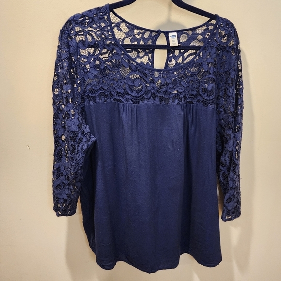 Old Navy Navy Blue relaxed fit blouse size XXL - Picture 2 of 11